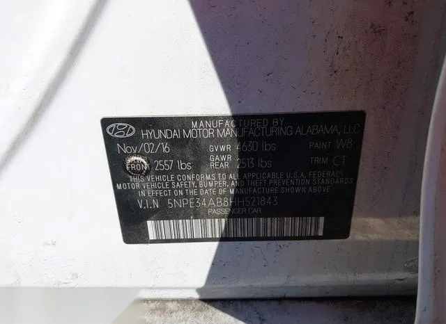 5NPE34AB8HH521843 2017 2017 Hyundai Sonata- Limited 2-0T 9