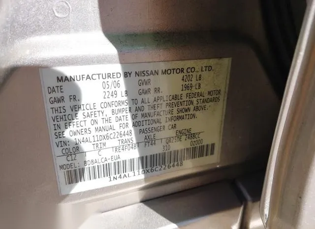 1N4AL11DX6C226448 2006 2006 Nissan Altima- 2-5 S 9