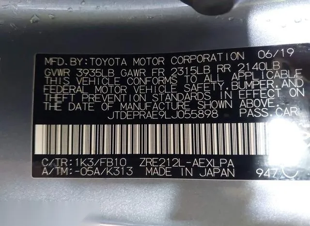 JTDEPRAE9LJ055898 2020 2020 Toyota Corolla- LE 9