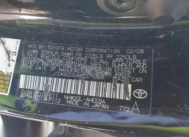 JTDKB20U483379368 2008 2008 Toyota Prius 9