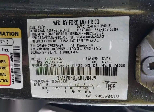 3FA6P0HD9KR198499 2019 2019 Ford Fusion- SE 9