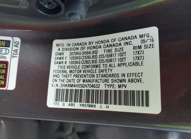 2HKRM4H55GH704632 2016 2016 Honda CR-V- EX 9