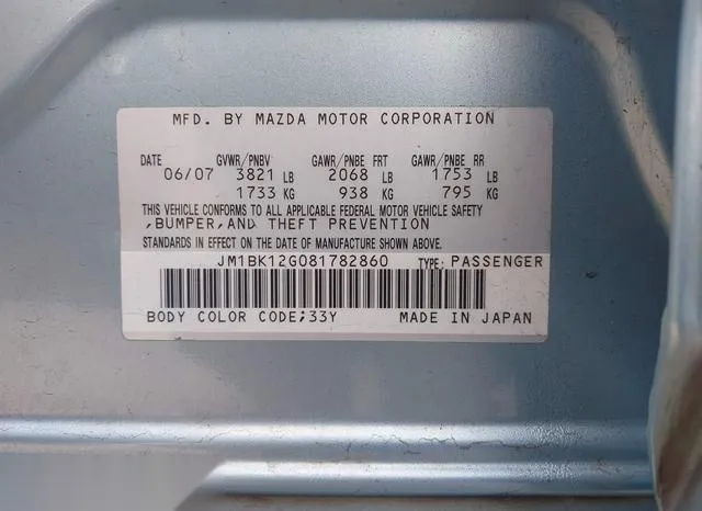 JM1BK12G081782860 2008 2008 Mazda 3- I 9