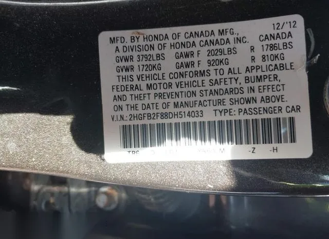 2HGFB2F88DH514033 2013 2013 Honda Civic- EX 9