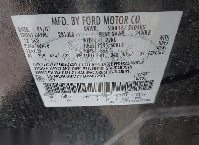 2FMDK38C77BA96290 2007 2007 Ford Edge- Sel 9