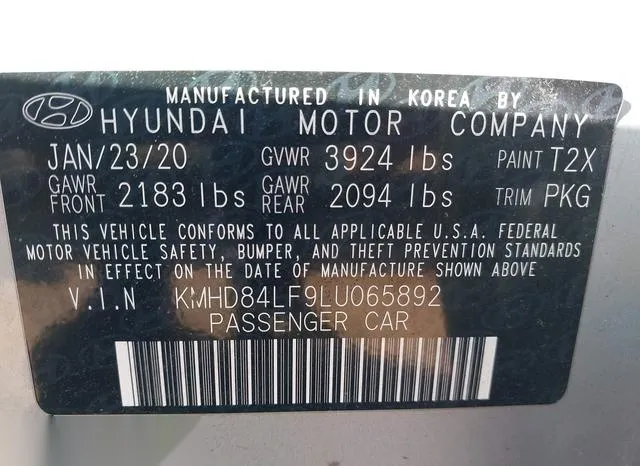 KMHD84LF9LU065892 2020 2020 Hyundai Elantra- Sel 9