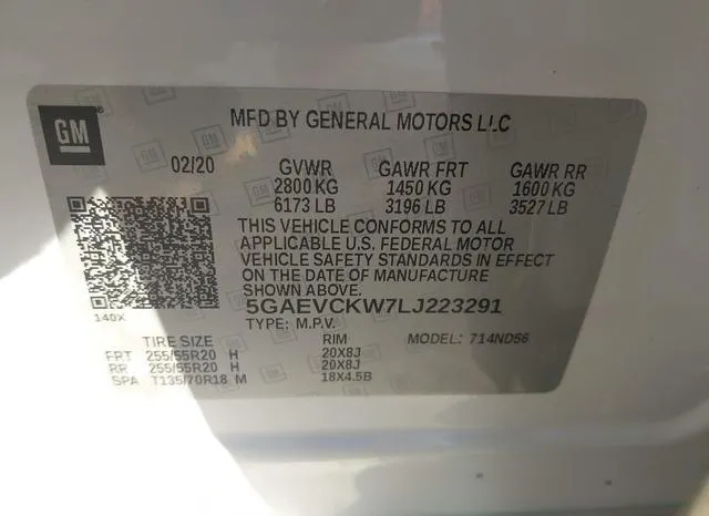 5GAEVCKW7LJ223291 2020 2020 Buick Enclave- Awd Avenir 9