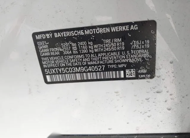 5UXTY5C03M9G40527 2021 2021 BMW X3- Xdrive30I 9