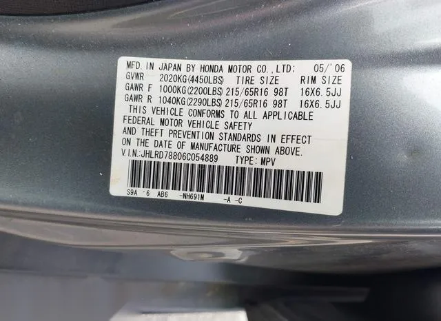 JHLRD78806C054889 2006 2006 Honda CR-V- EX 9