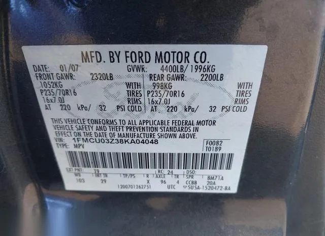 1FMCU03Z38KA04048 2008 2008 Ford Escape- Xlt 9