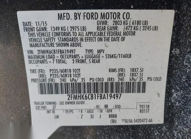 2FMHK6C81FBA19497 2015 2015 Ford Flex- Sel 9