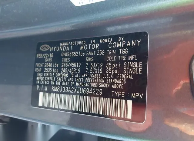 KM8J33A2XJU694229 2018 2018 Hyundai Tucson- Value 9