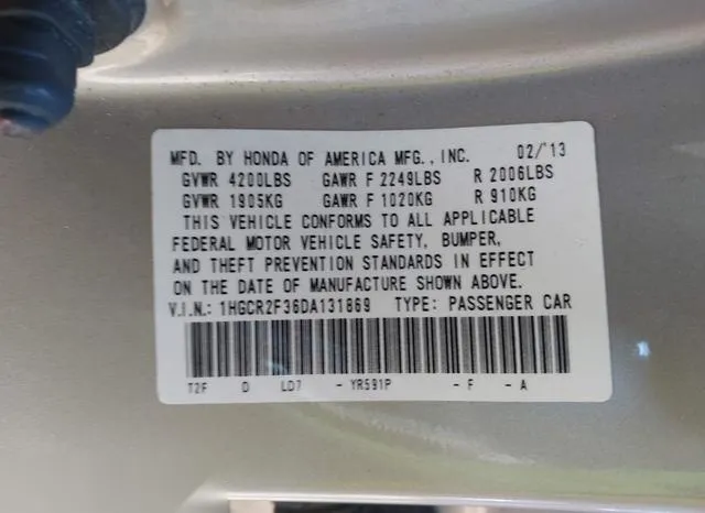 1HGCR2F36DA131869 2013 2013 Honda Accord- LX 9