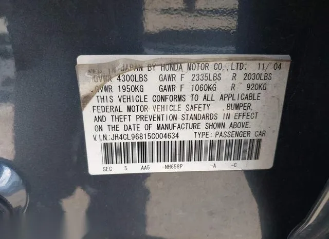 JH4CL96815C004634 2005 2005 Acura TSX 9