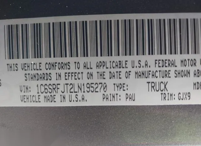 1C6SRFJT2LN195270 2020 2020 RAM 1500- Laramie  4X4 5-7 Box 9