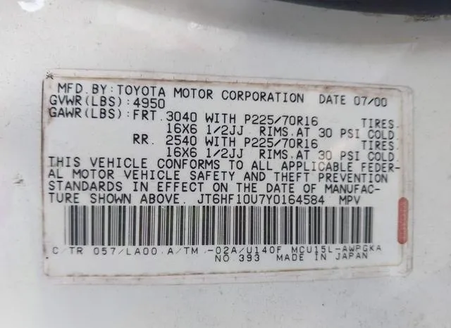 JT6HF10U7Y0164584 2000 2000 Lexus RX- 300 9