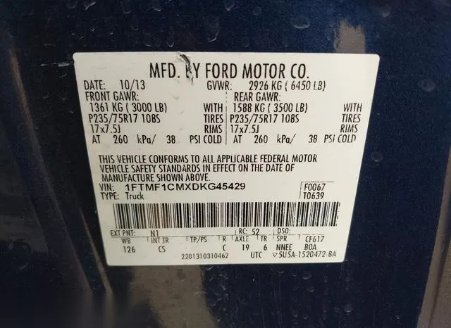 1FTMF1CMXDKG45429 2013 2013 Ford F-150- XL 9