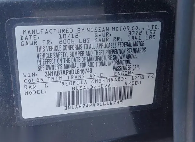 3N1AB7AP4DL616749 2013 2013 Nissan Sentra- S/Sv/Sr/Sl 9