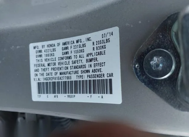 1HGCR2F81EA277965 2014 2014 Honda Accord- Ex-L 9