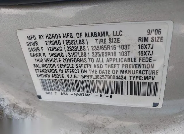 5FNRL382578004434 2007 2007 Honda Odyssey- LX 9