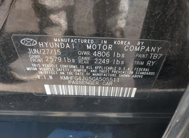 KMHFG4JG5GA505511 2016 2016 Hyundai Azera 9