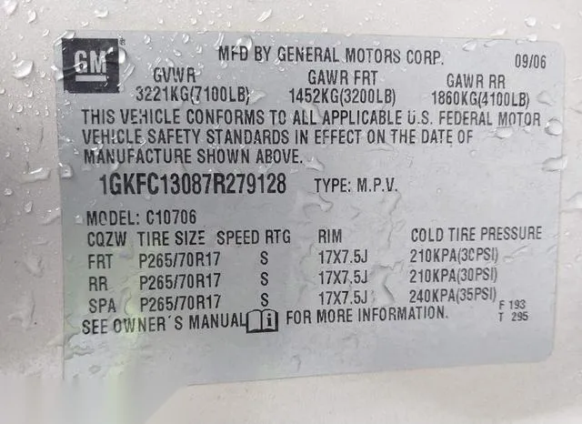 1GKFC13087R279128 2007 2007 GMC Yukon- Sle 9