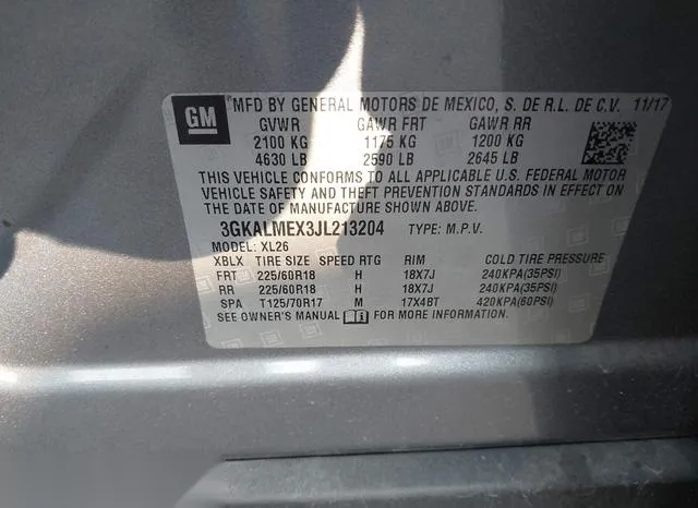 3GKALMEX3JL213204 2018 2018 GMC Terrain- Sle 9