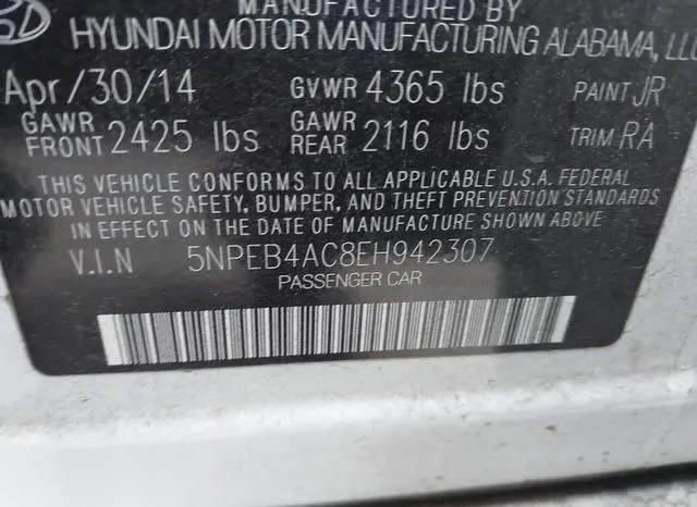 5NPEB4AC8EH942307 2014 2014 Hyundai Sonata- Gls 9