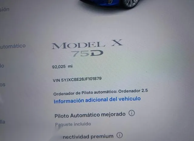 5YJXCBE26JF101879 2018 2018 Tesla Model X- 100D/75D/P100D 7