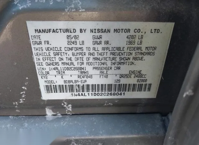 1N4AL11D02C268041 2002 2002 Nissan Altima- 2-5 S 9