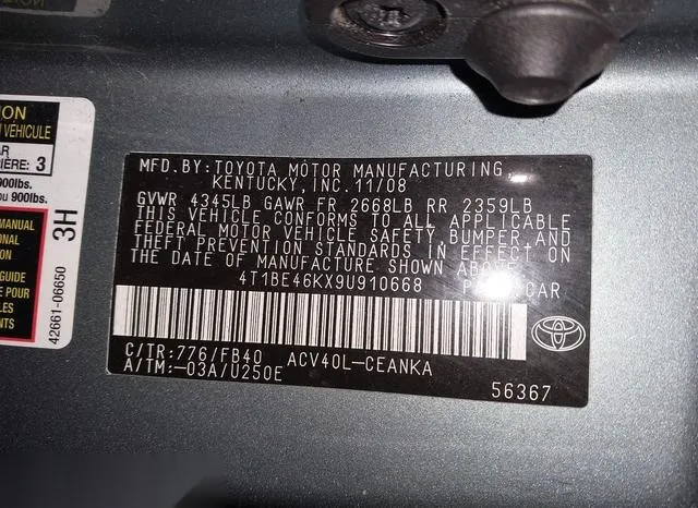 4T1BE46KX9U910669 2009 2009 Toyota Camry- Se/Le/Xle 9