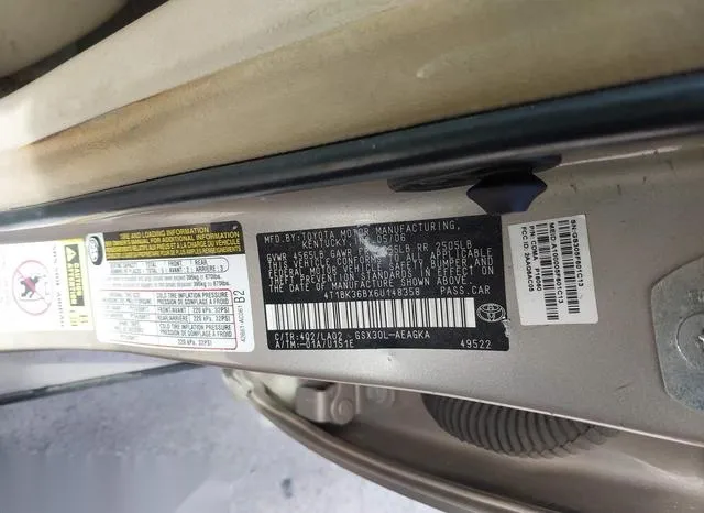 4T1BK36BX6U148358 2006 2006 Toyota Avalon- Xls 9