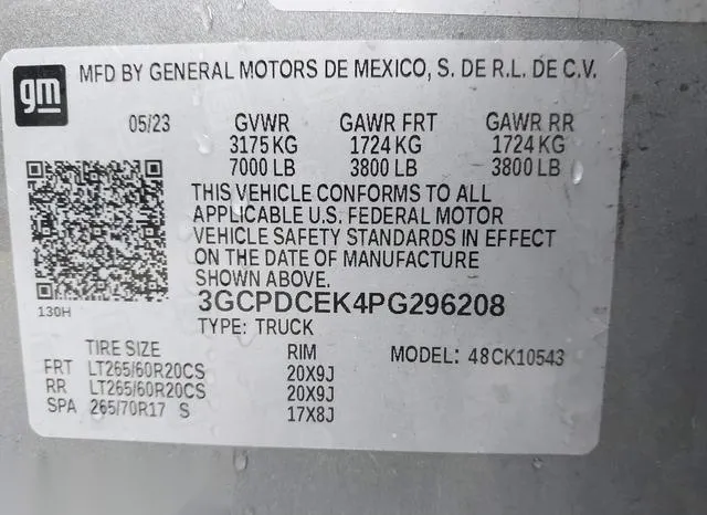 3GCPDCEK4PG296208 2023 2023 Chevrolet Silverado 1500- 4Wd 9