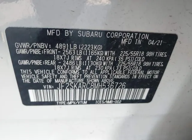 JF2SKARC8MH536726 2021 2021 Subaru Forester- Sport 9