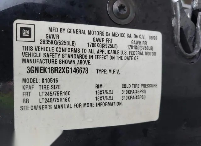 3GNEK18R2XG146678 1999 1999 Chevrolet Tahoe 9