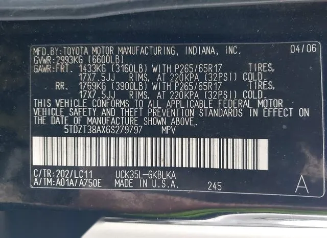 5TDZT38AX6S279797 2006 2006 Toyota Sequoia- Limited V8 9