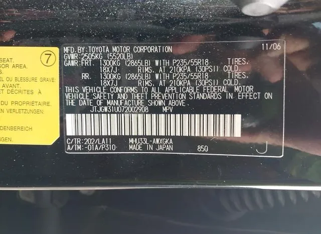 JTJGW31U072002908 2007 2007 Lexus RX- 400H 9