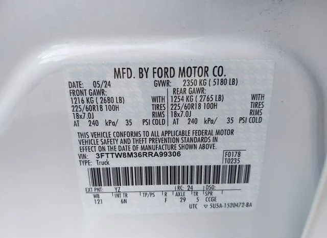 3FTTW8M36RRA99306 2024 2024 Ford Maverick- Lariat 9