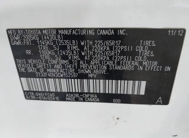 2T3ZF4DV3CW152597 2012 2012 Toyota RAV4 9