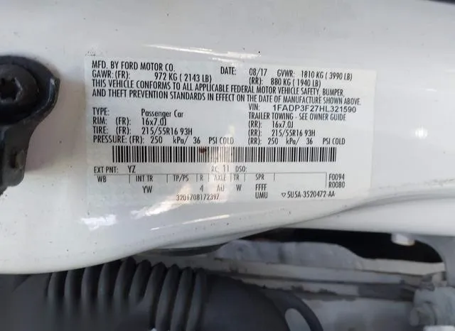 1FADP3F27HL321590 2017 2017 Ford Focus- SE 9