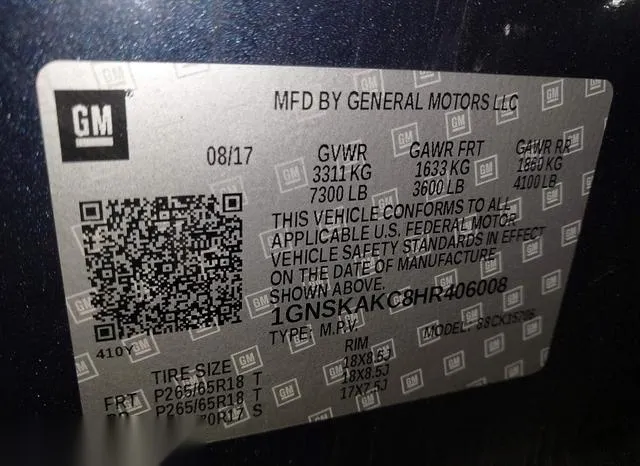 1GNSKAKC8HR406008 2017 2017 Chevrolet Tahoe- LS 9