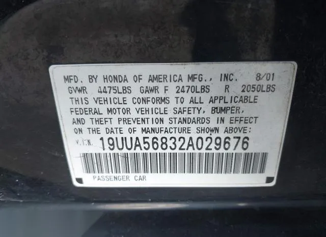 19UUA56832A029676 2002 2002 Acura TL- 3-2 Type S 9