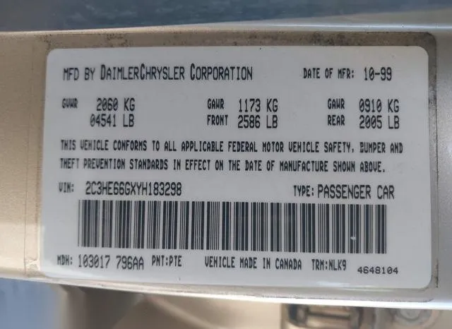 2C3HE66GXYH183298 2000 2000 Chrysler 300M 9