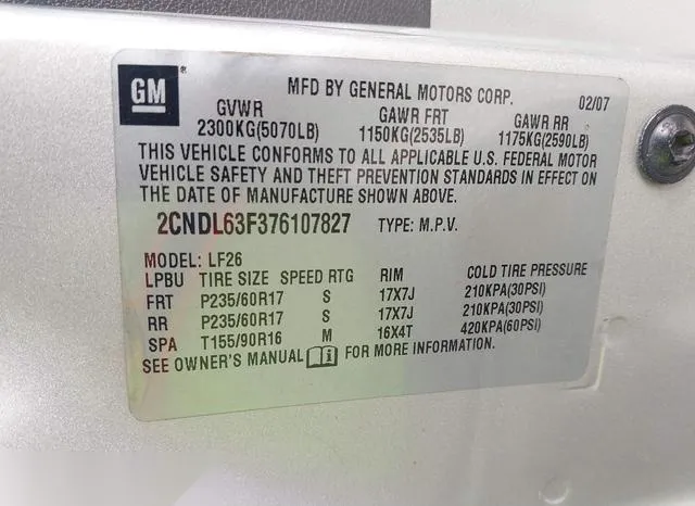 2CNDL63F376107827 2007 2007 Chevrolet Equinox- LT 9