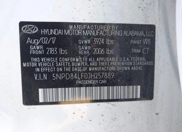 5NPD84LF0JH257889 2018 2018 Hyundai Elantra- Sel 9