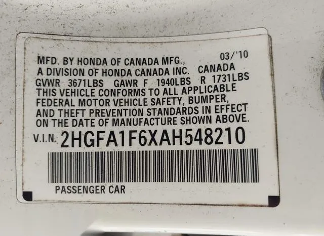 2HGFA1F6XAH548210 2010 2010 Honda Civic- Lx-S 9