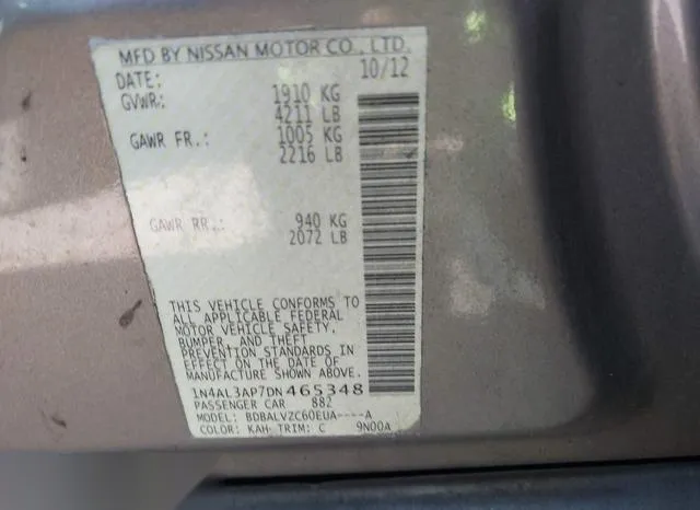 1N4AL3AP7DN465348 2013 2013 Nissan Altima- 2-5 SL 9