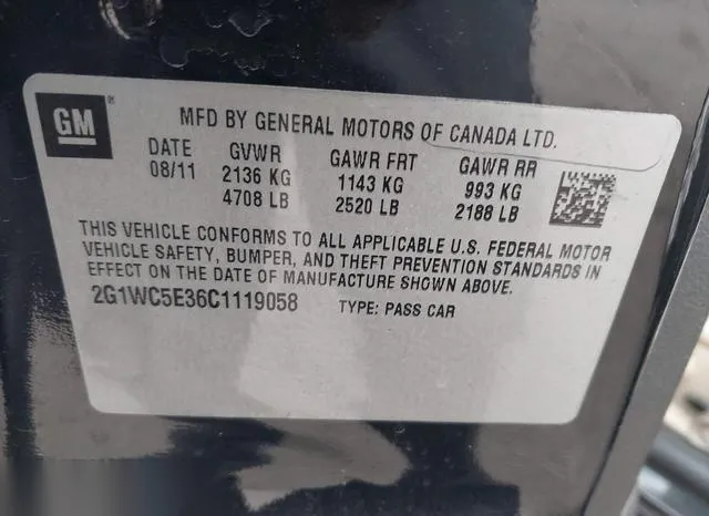 2G1WC5E36C1119058 2012 2012 Chevrolet Impala- Ltz 9