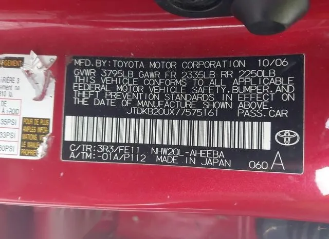 JTDKB20UX77575161 2007 2007 Toyota Prius 8