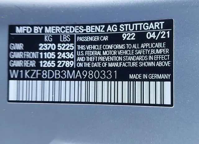 W1KZF8DB3MA980331 2021 2021 Mercedes-Benz E 350 9